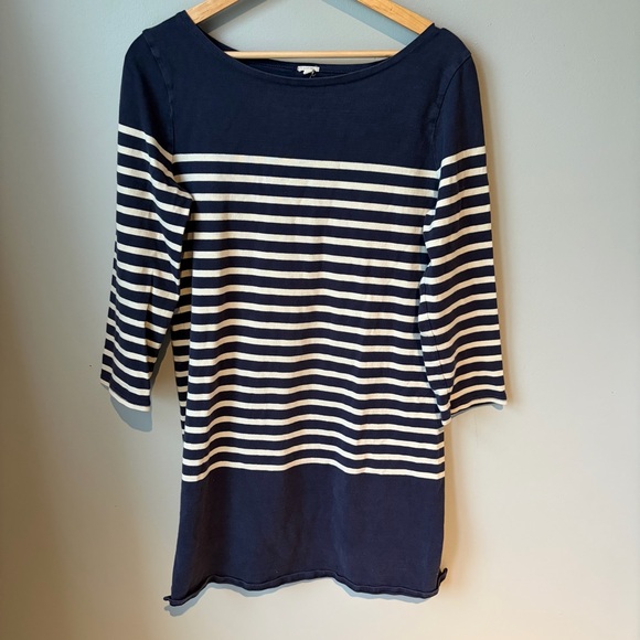 J. Crew Dresses & Skirts - J. Crew Sweater Dress Medium Maritime Striped Navy Nautical 3/4 Sleeve Boat Neck